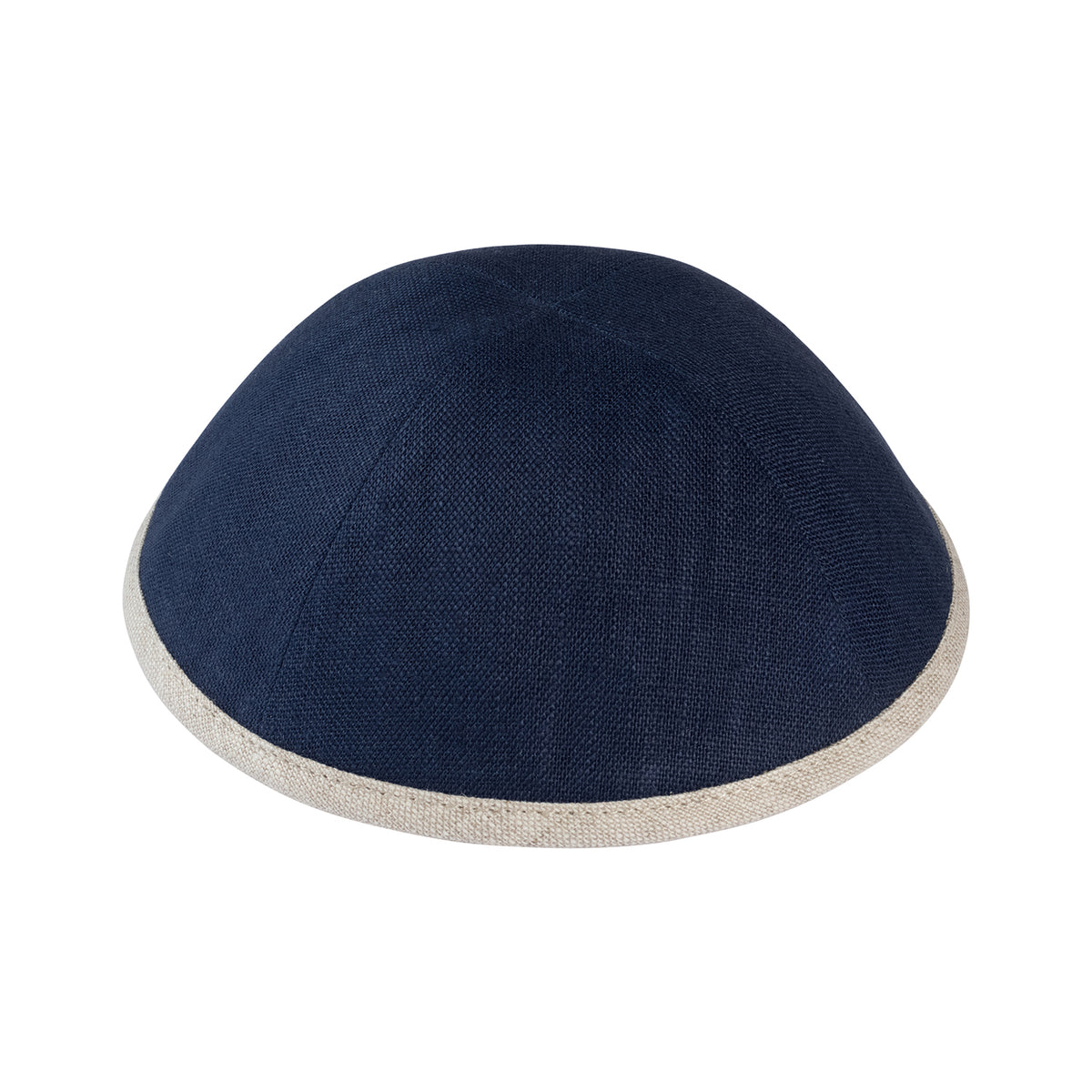 IKIPPAH NAVY LINEN W/ COLORED RIMS YARMULKE