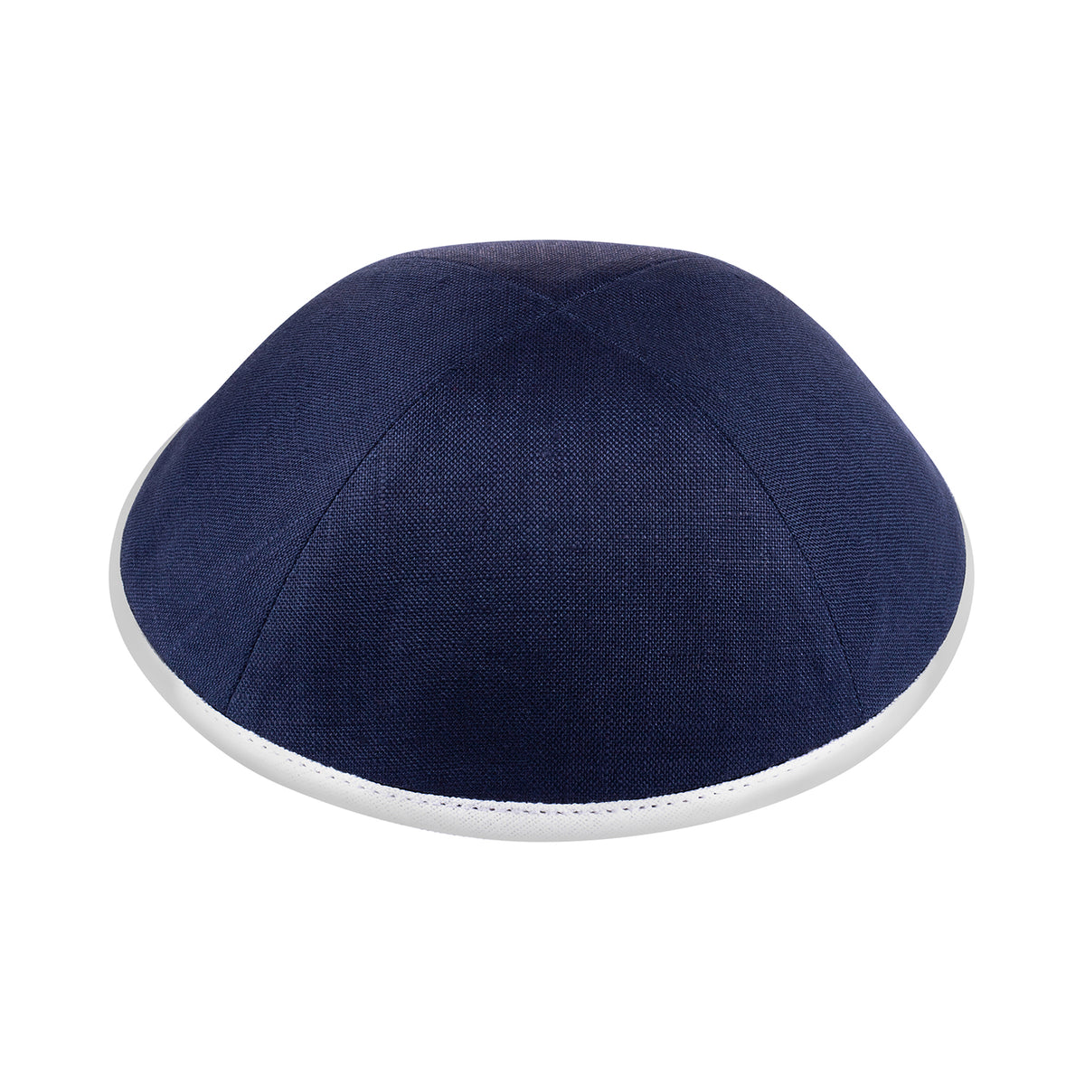 IKIPPAH NAVY LINEN W/ COLORED RIMS YARMULKE