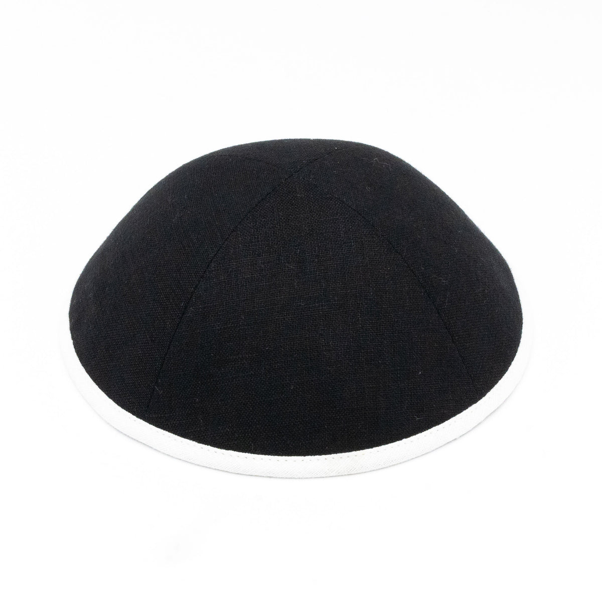 IKIPPAH BLACK LINEN W/ COLORED RIMS YARMULKE