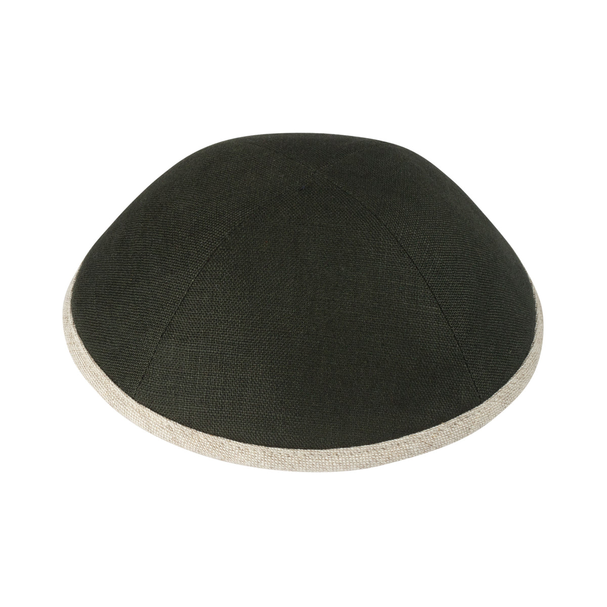 IKIPPAH BLACK LINEN W/ TAN RIM YARMULKE