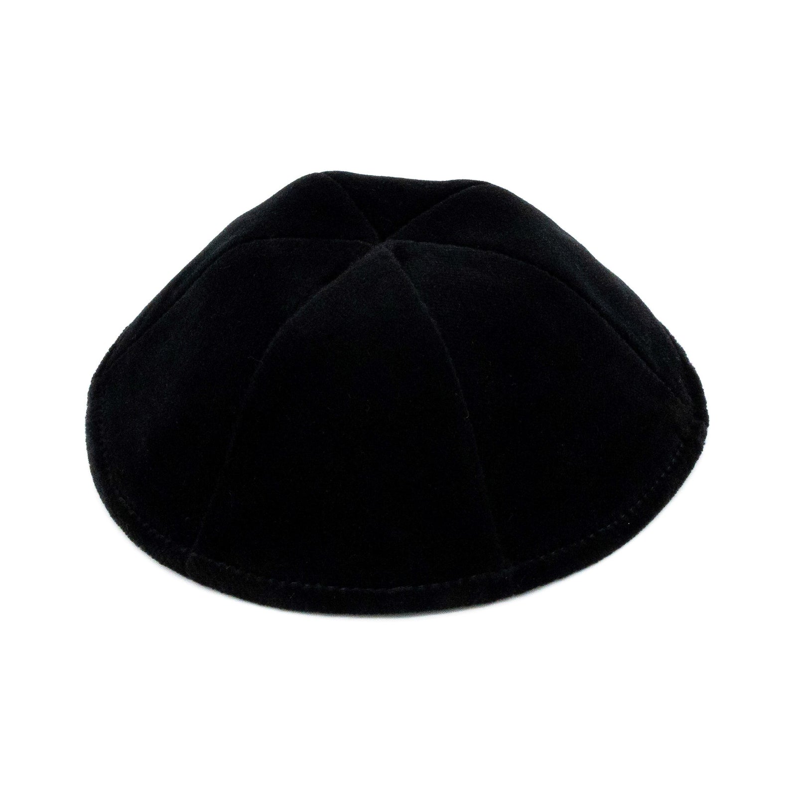 IKIPPAH RIMLESS BLACK VELVET - 6 PANEL YARMULKE