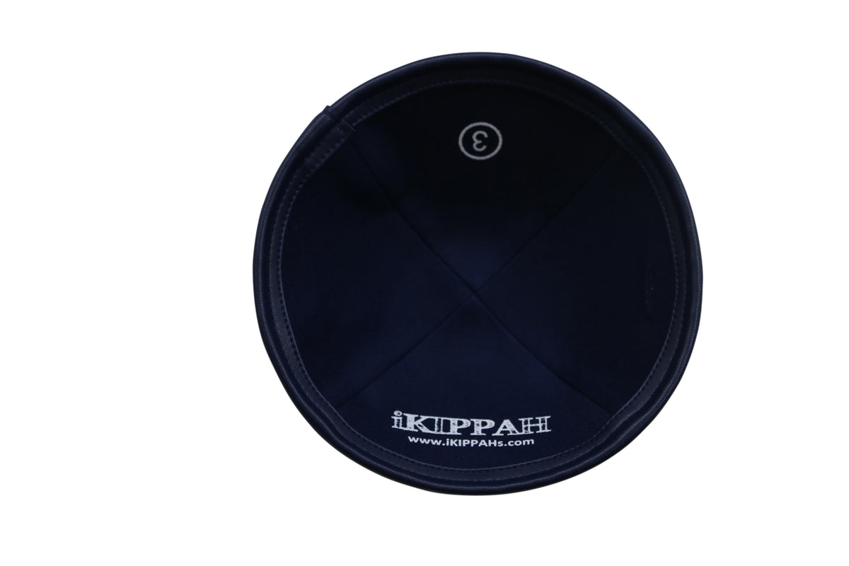IKIPPAH NAVY VELVET W/ LEATHER RIM YARMULKE