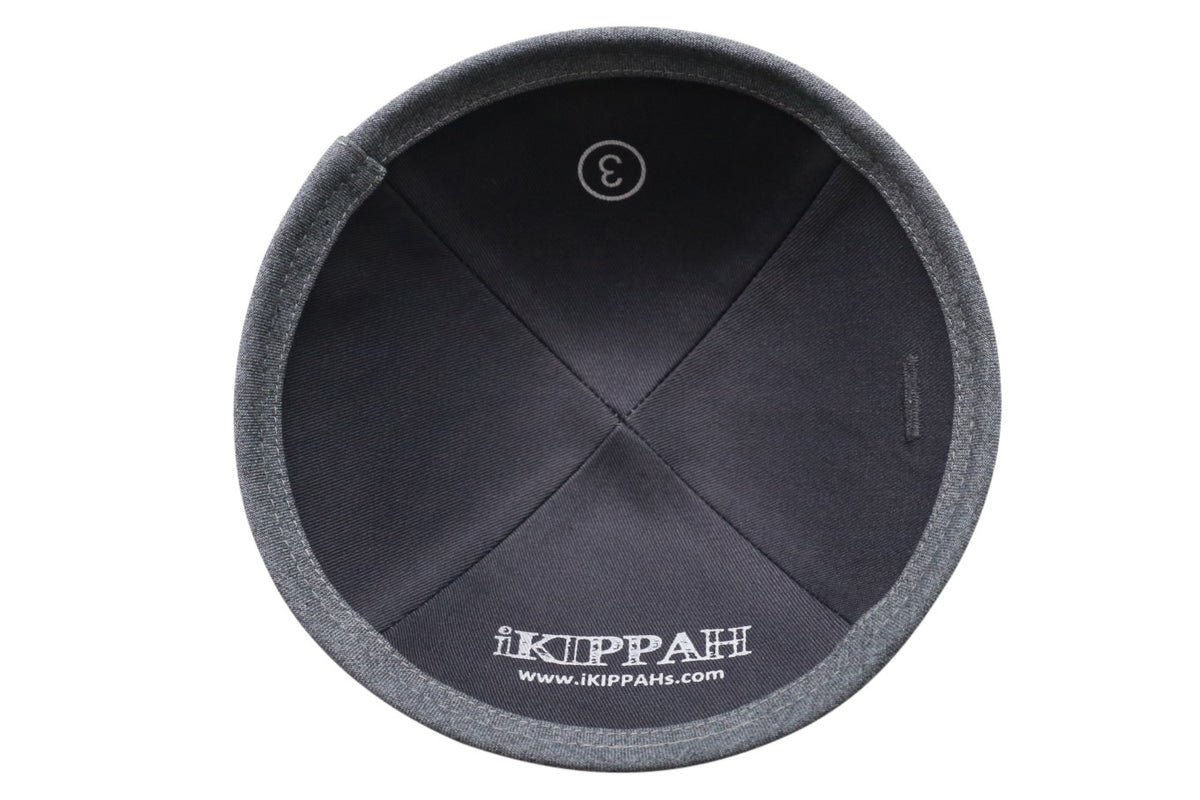 IKIPPAH NAVY SUITING W/ GRAY RIM YARMULKE