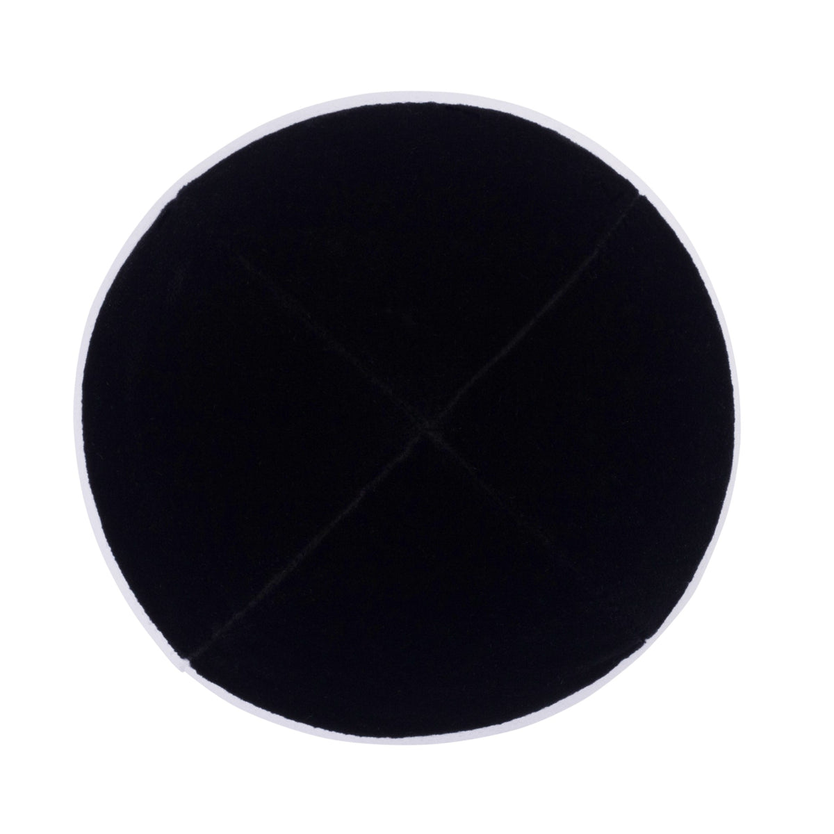IKIPPAH BLACK VELVET W/ WHITE COTTON RIM YARMULKE