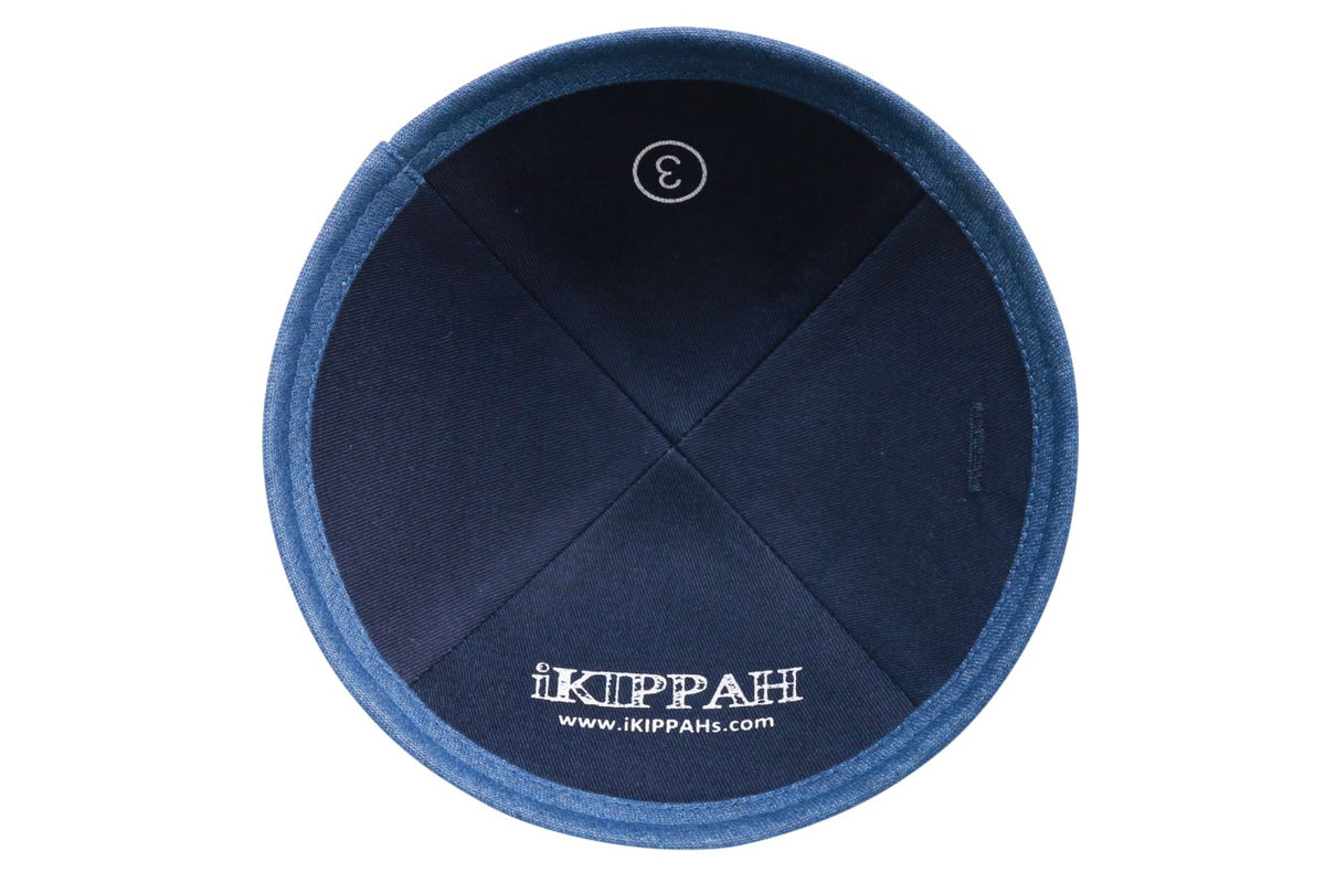 IKIPPAH NAVY DENIM W/ MID BLUE DENIM RIM YARMULKE