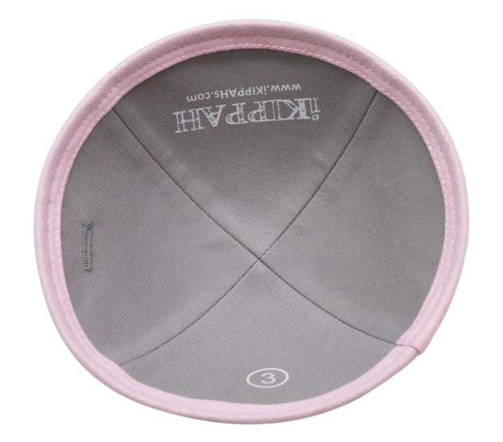 IKIPPAH LIGHT GRAY LINEN W/ PINK RIM YARMULKE