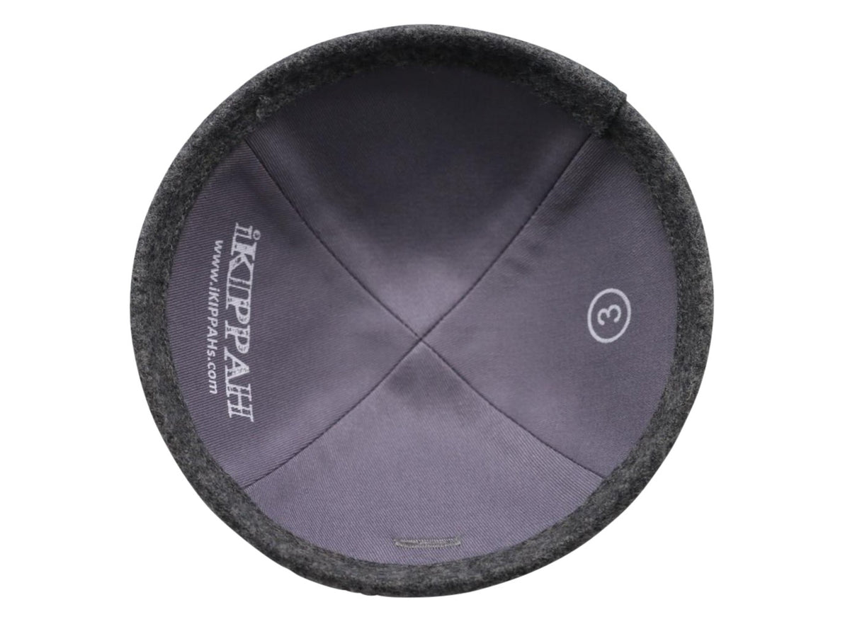 IKIPPAH MID GRAY WOOL YARMULKE