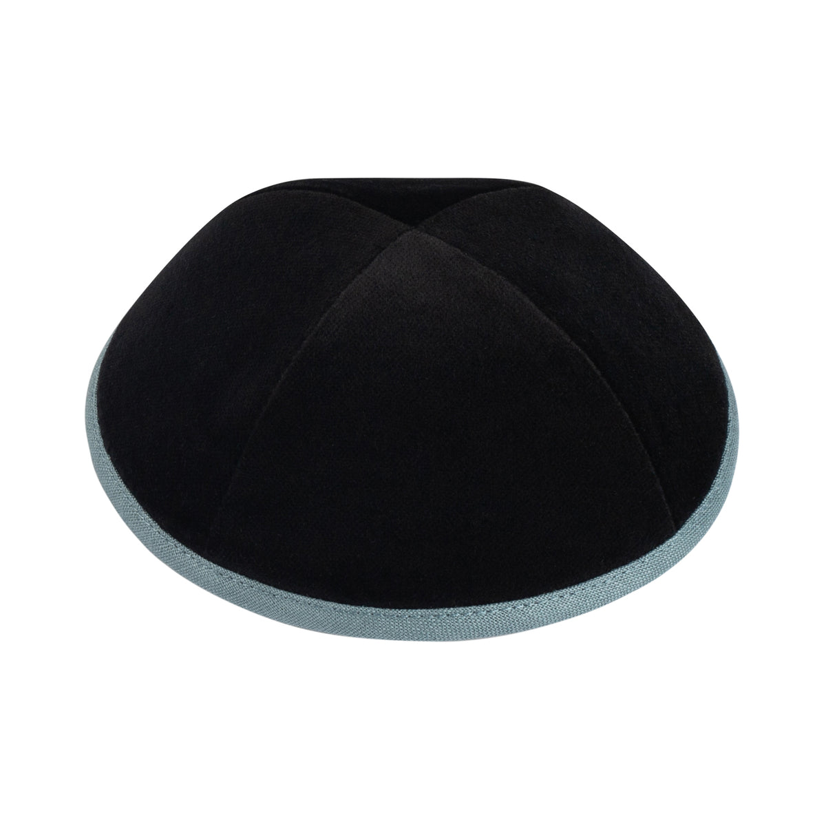 IKIPPAH BLACK VELVET W/ BLUE GRAY RIM YARMULKE