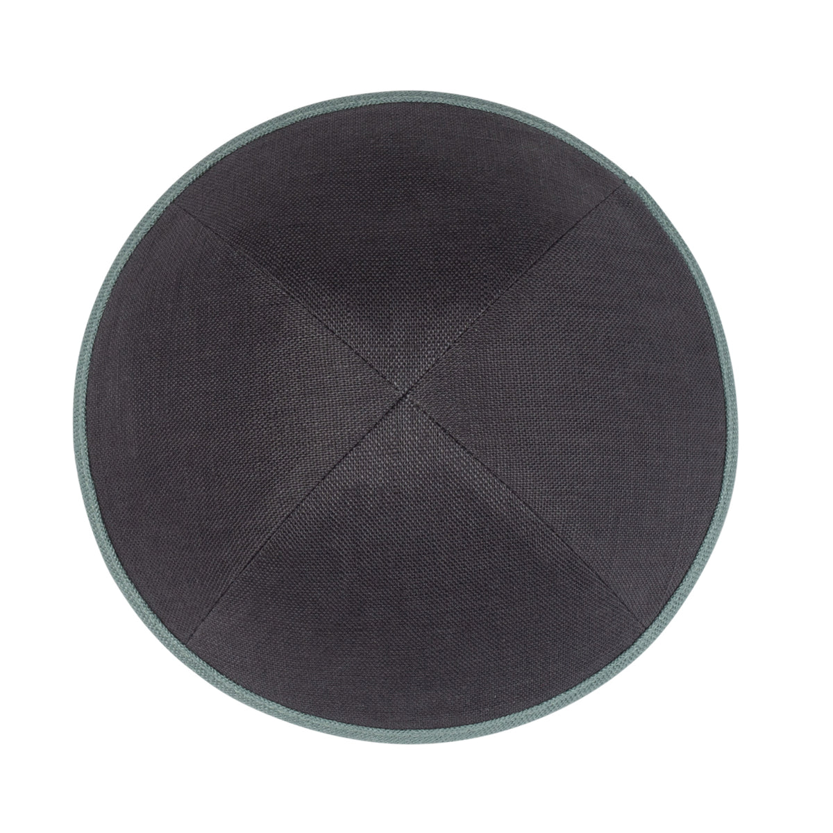 IKIPPAH SLATE LINEN WITH SEA GREEN RIM YARMULKE