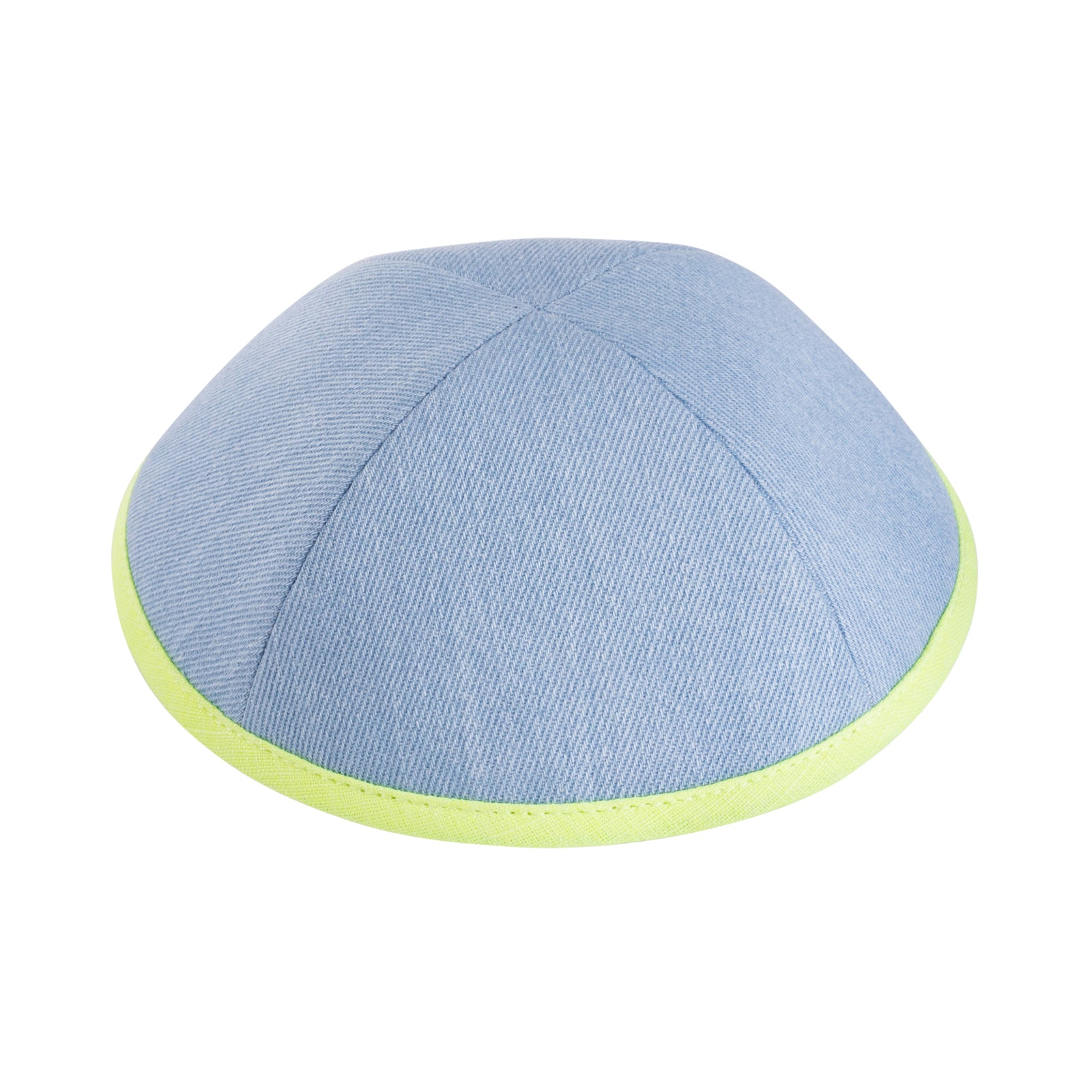 IKIPPAH LIGHT BLUE DENIM W/ COLORFUL RIM YARMULKE