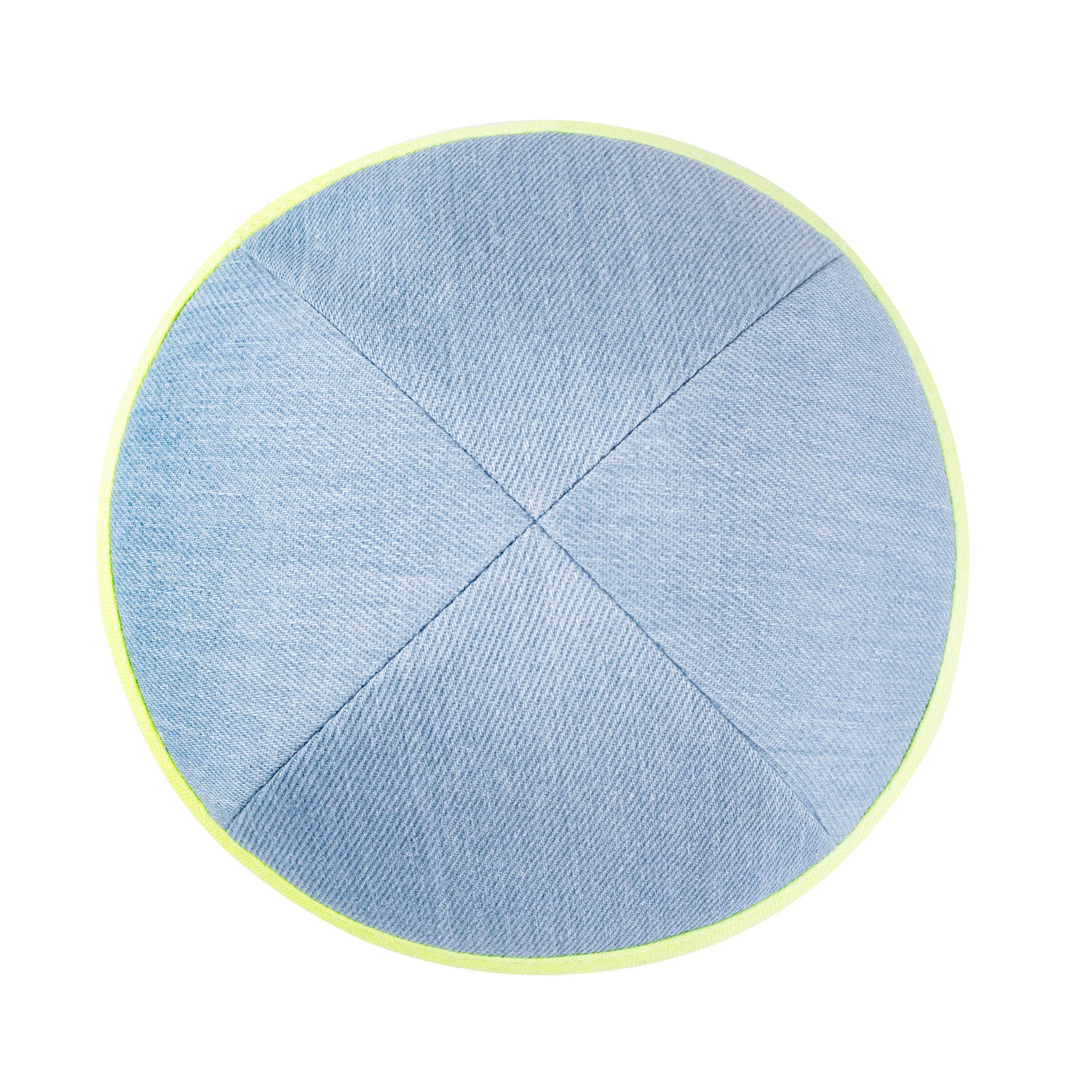 IKIPPAH LIGHT BLUE DENIM W/ COLORFUL RIM YARMULKE