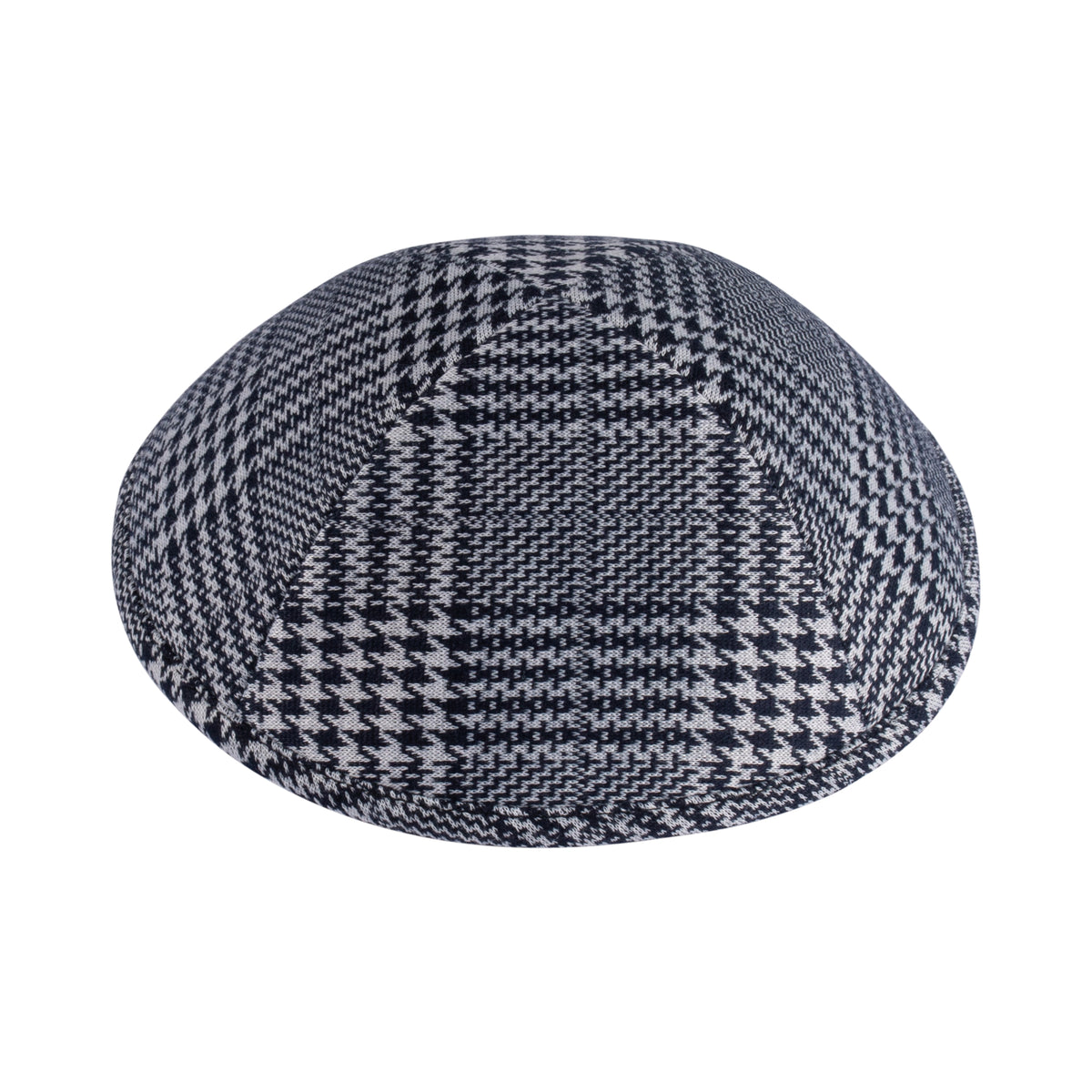 IKIPPAH NAVY &amp; WHITE HOUNDSTOOTH PLAID YARMULKE