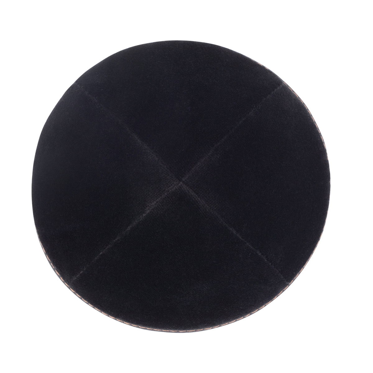 IKIPPAH BLACK VELVET W/ CAMEL STITCHING YARMULKE