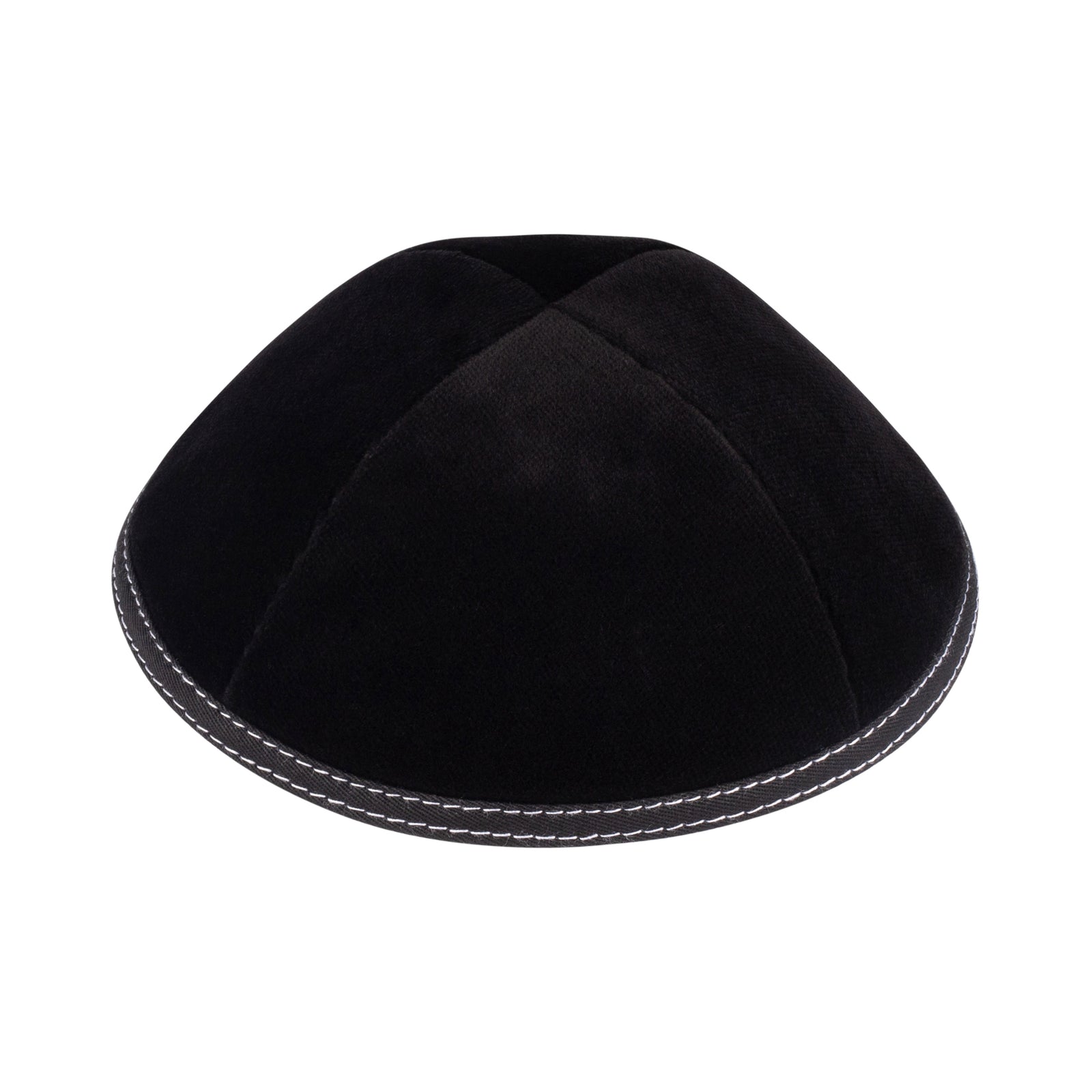 IKIPPAH BLACK VELVET W/ WHITE STITCHING YARMULKE