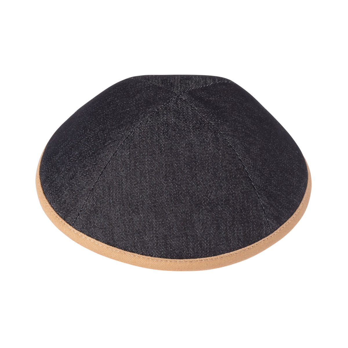 IKIPPAH BLACK DENIM W/ TAN RIM YARMULKE