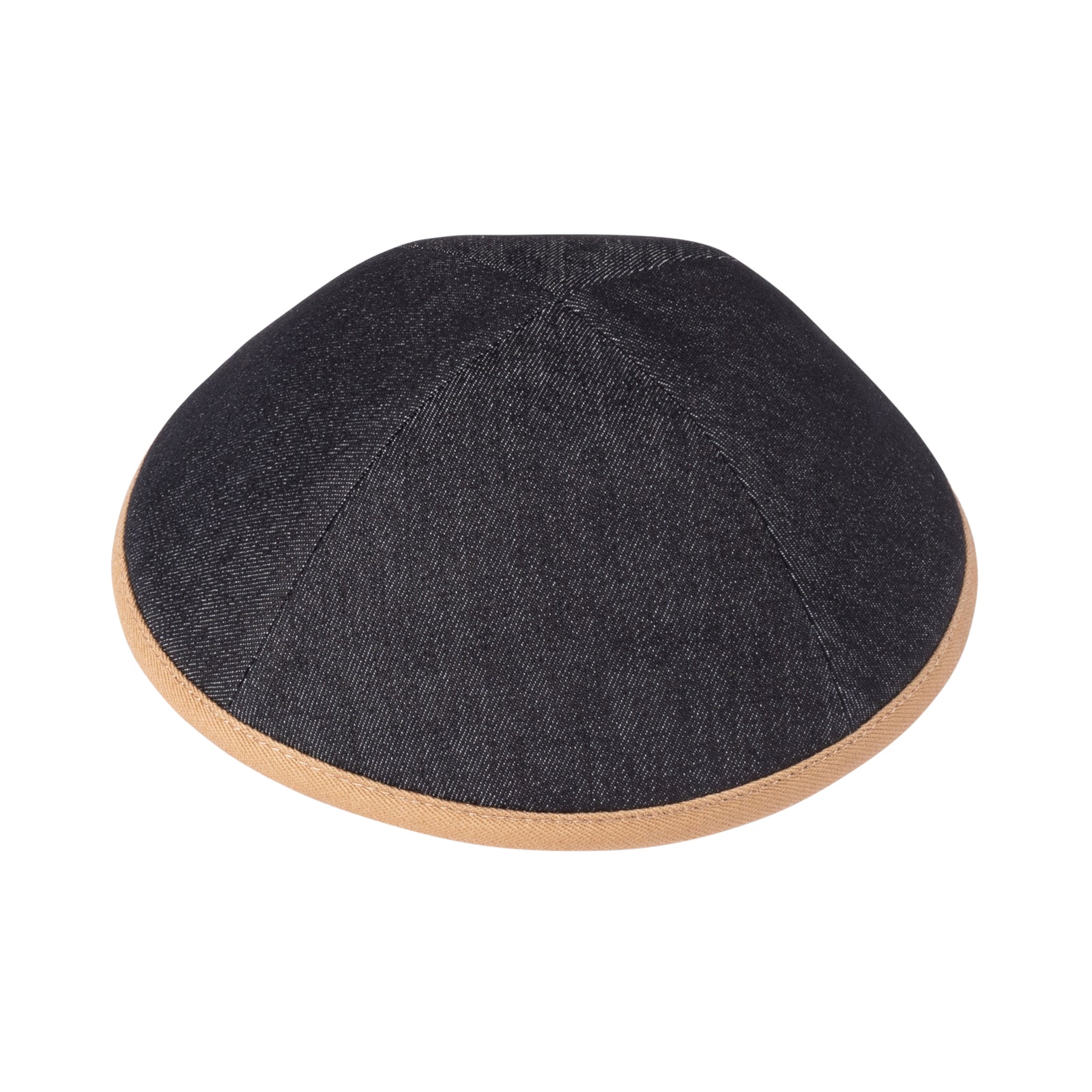 IKIPPAH BLACK DENIM W/ TAN RIM YARMULKE