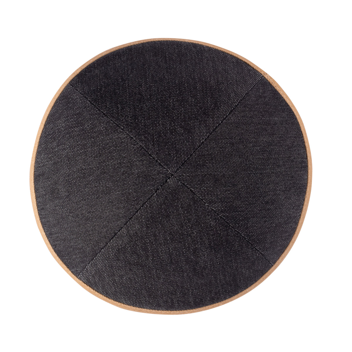 IKIPPAH BLACK DENIM W/ TAN RIM YARMULKE