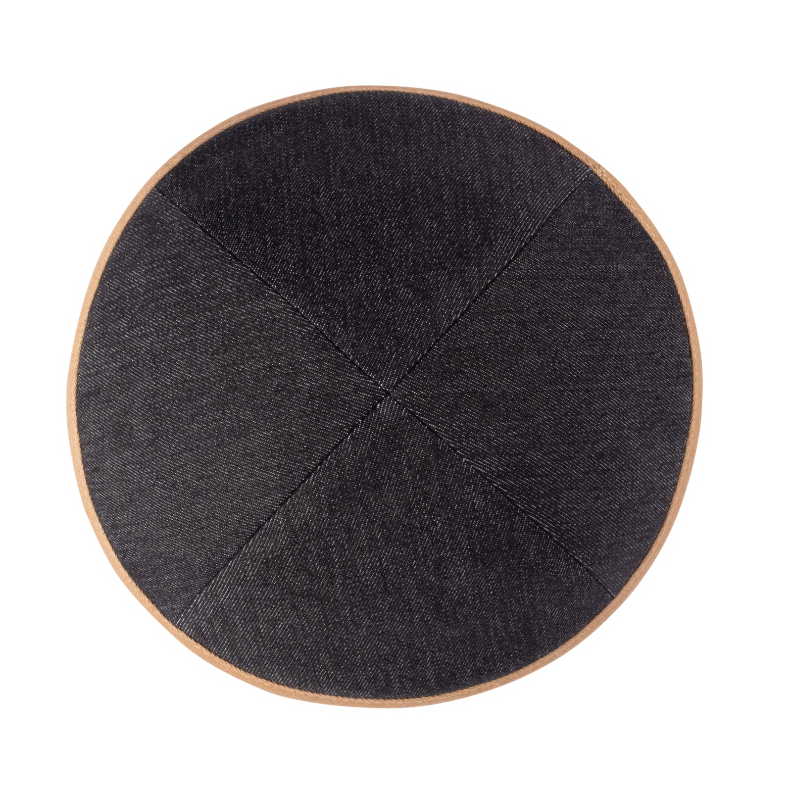 IKIPPAH BLACK DENIM W/ TAN RIM YARMULKE