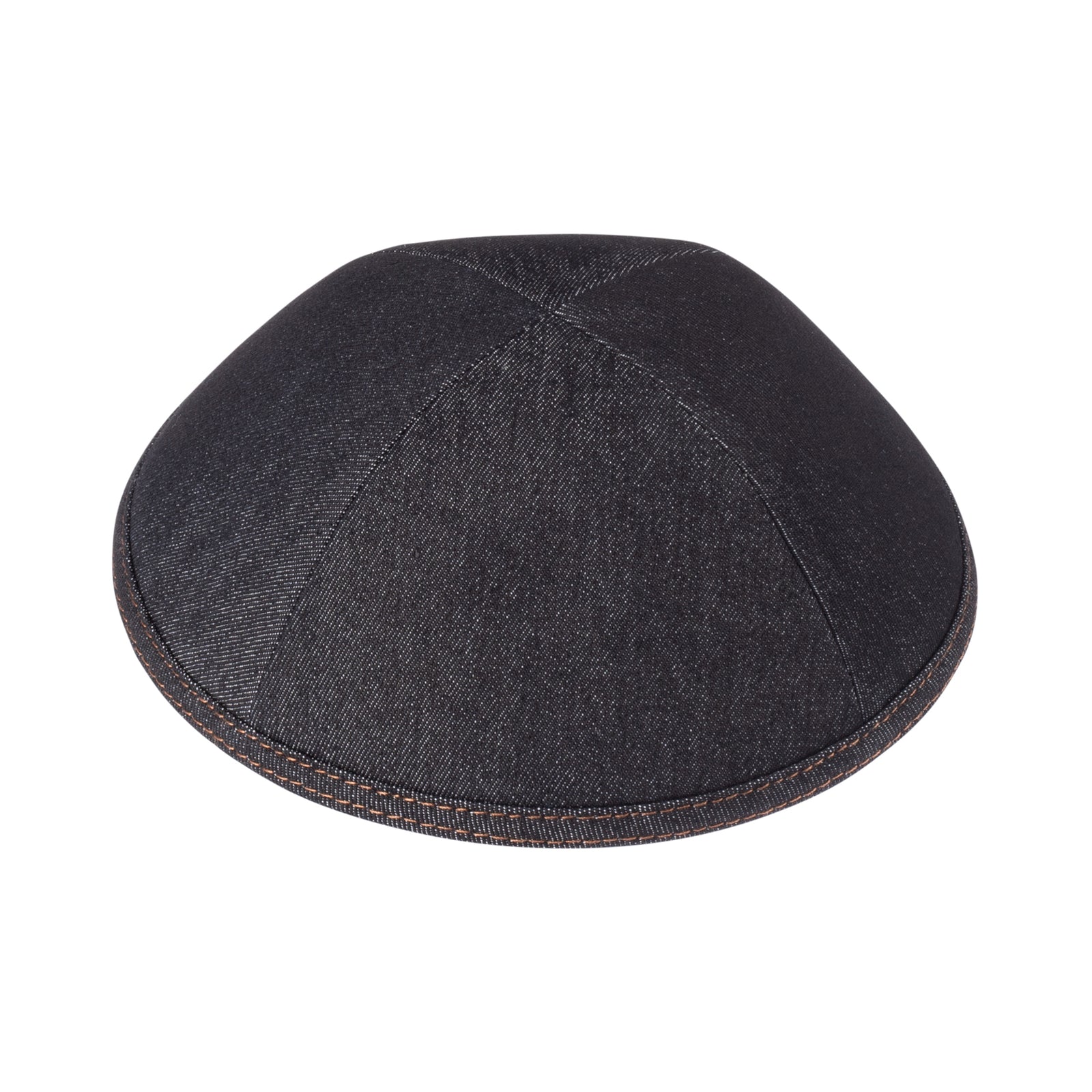 IKIPPAH BLACK DENIM W/ CAMEL STITCHING YARMULKE
