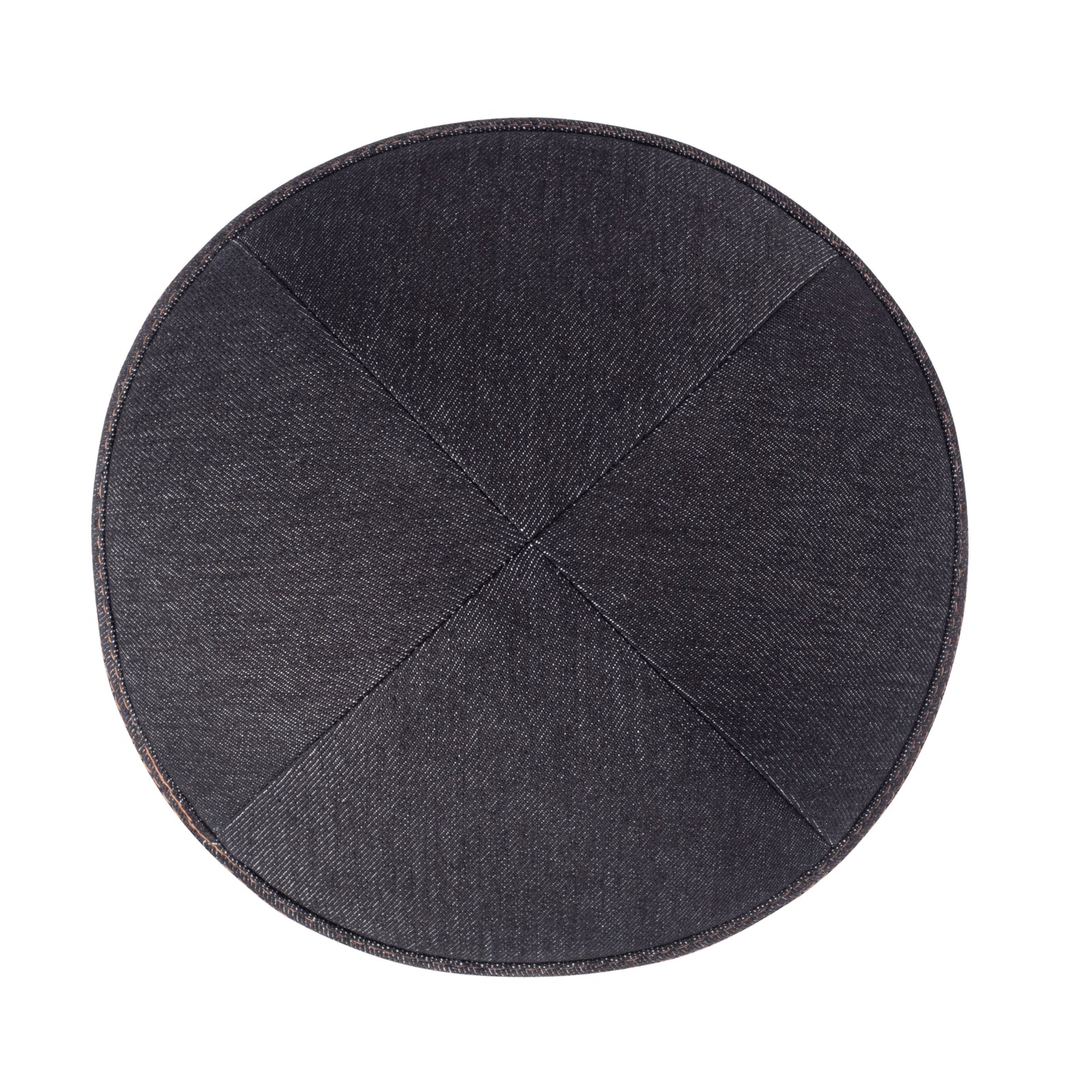 IKIPPAH BLACK DENIM W/ CAMEL STITCHING YARMULKE