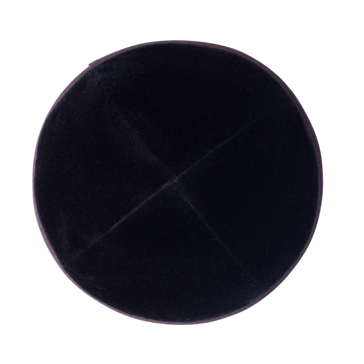 IKIPPAH BLACK VELVET W/ EGGPLANT RIM YARMULKE
