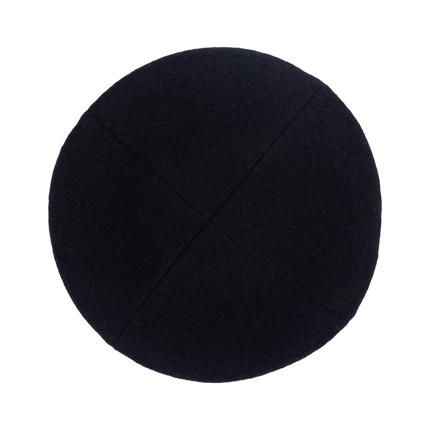 IKIPPAH BLACK WOOL W/ WHITE WOOL RIM YARMULKE