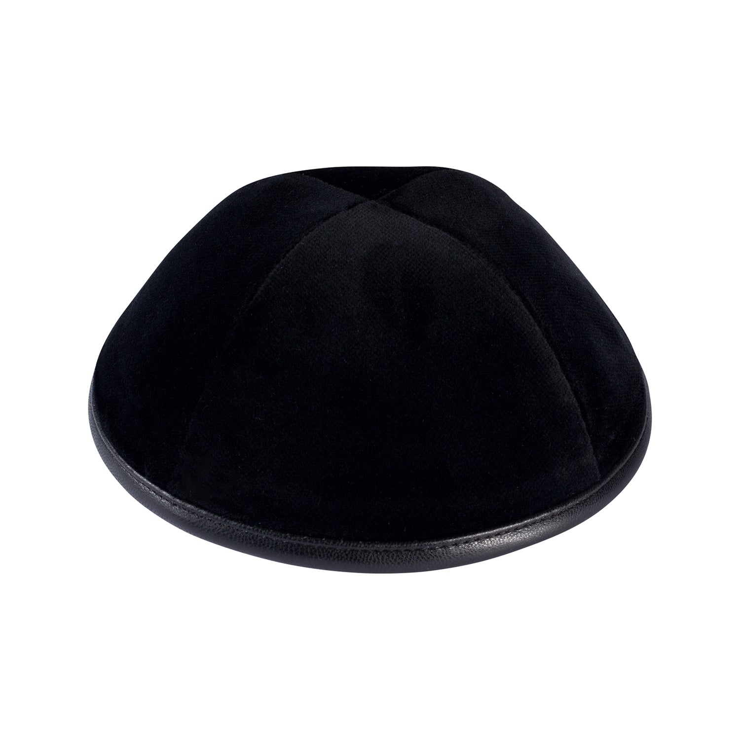 IKIPPAH BLACK VELVET W/ LEATHER RIM YARMULKE