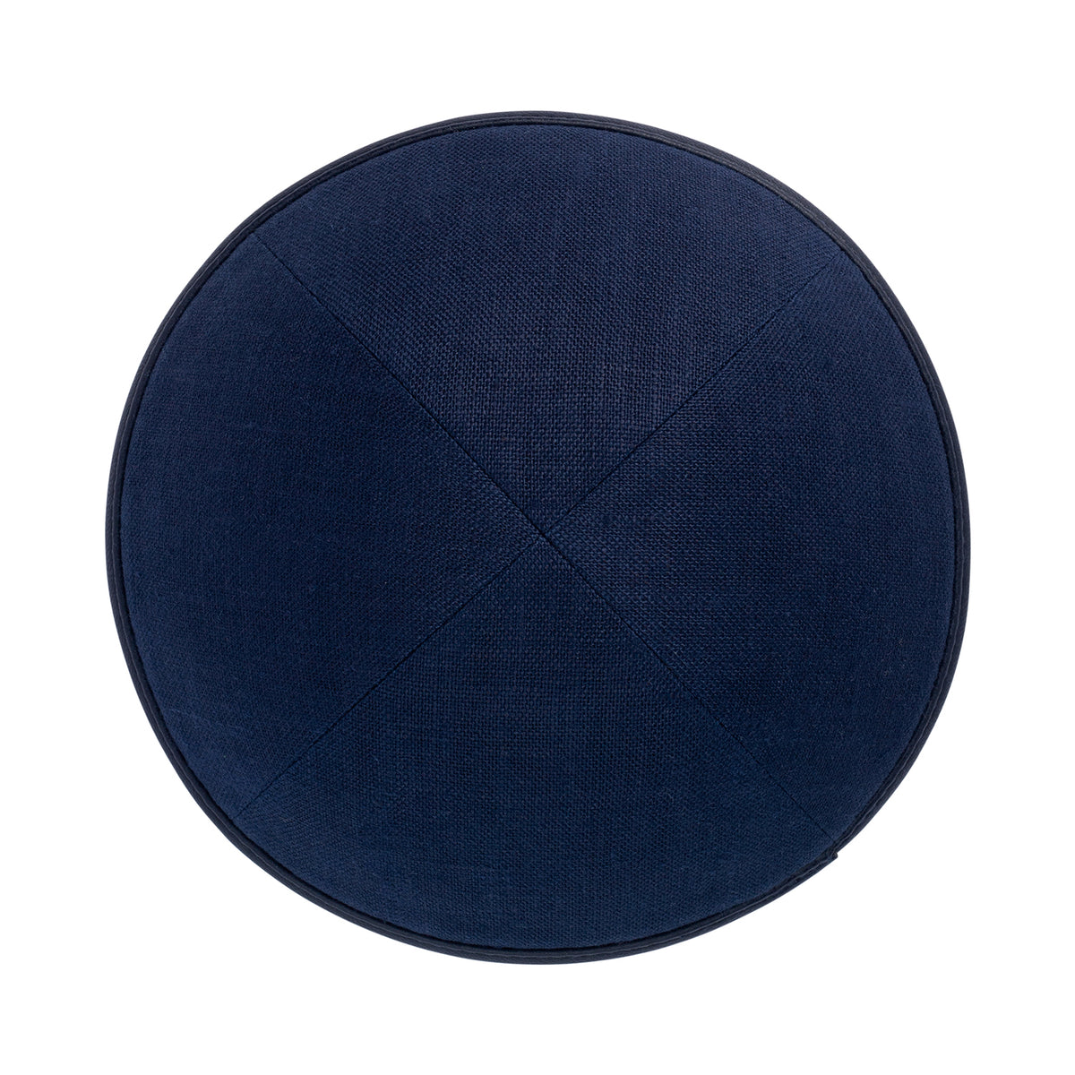IKIPPAH NAVY LINEN W/ LEATHER RIM YARMULKE