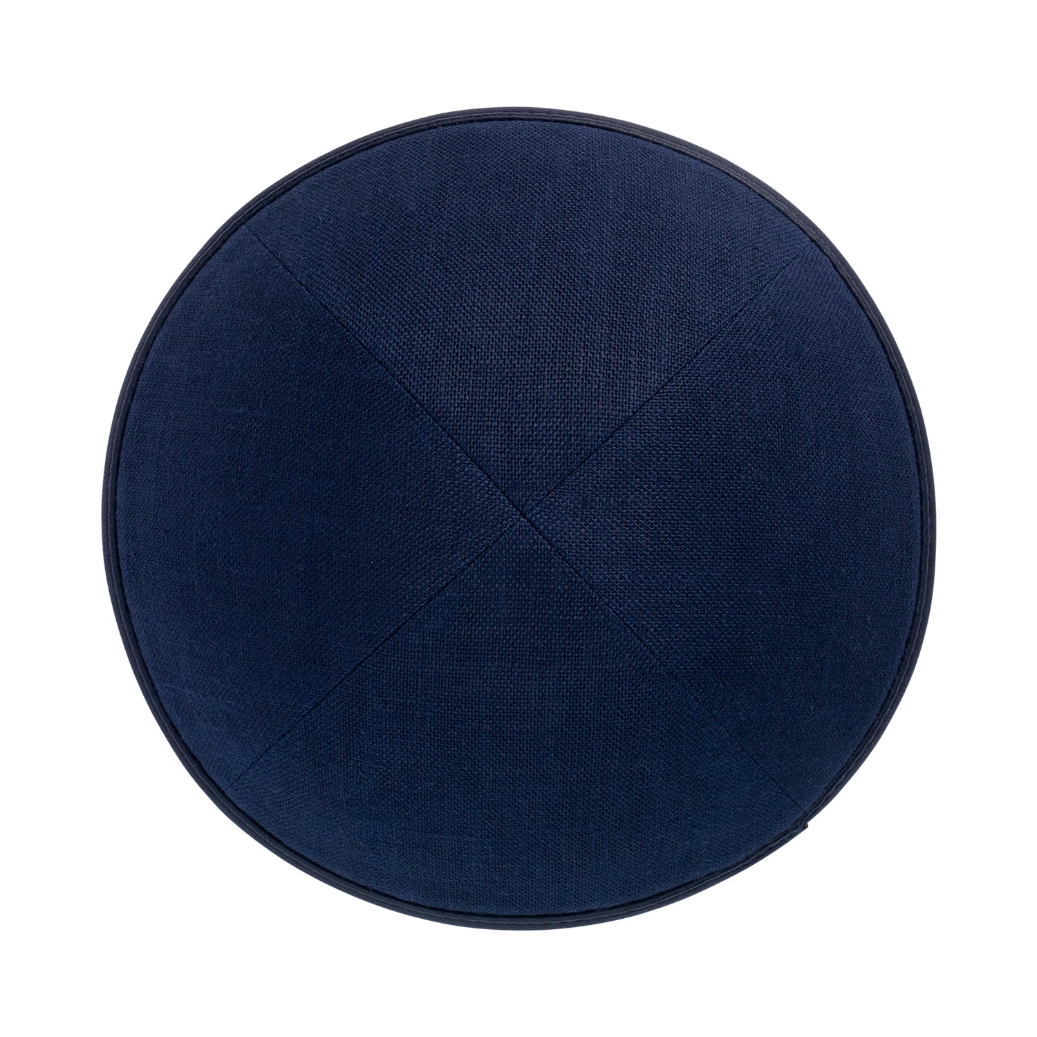 IKIPPAH NAVY LINEN W/ LEATHER RIM YARMULKE