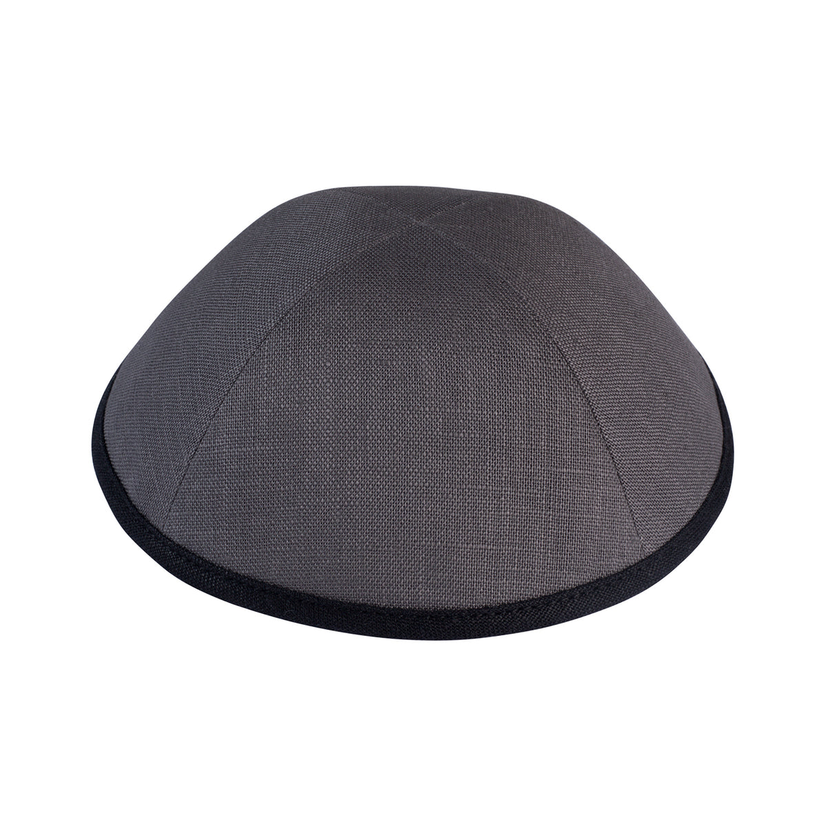 IKIPPAH GRAY LINEN W/ BLACK RIM YARMULKE