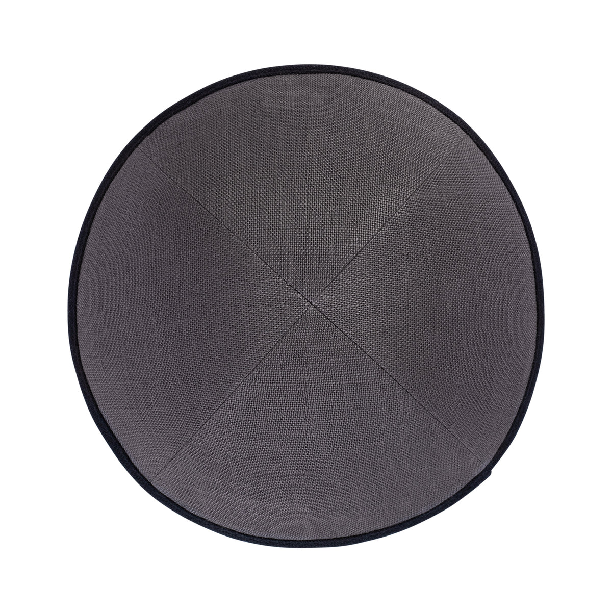 IKIPPAH GRAY LINEN W/ BLACK RIM YARMULKE