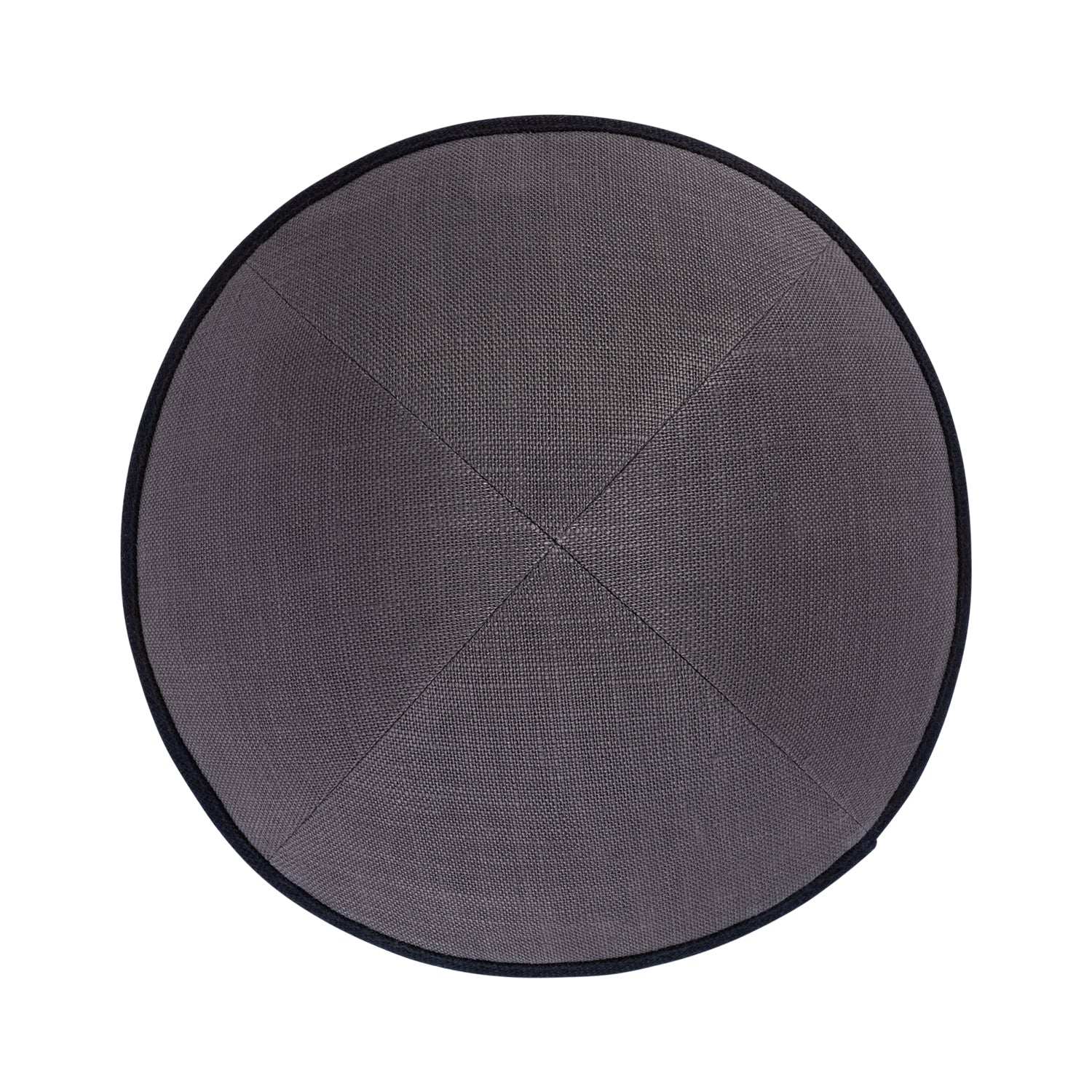 IKIPPAH GRAY LINEN W/ BLACK RIM YARMULKE
