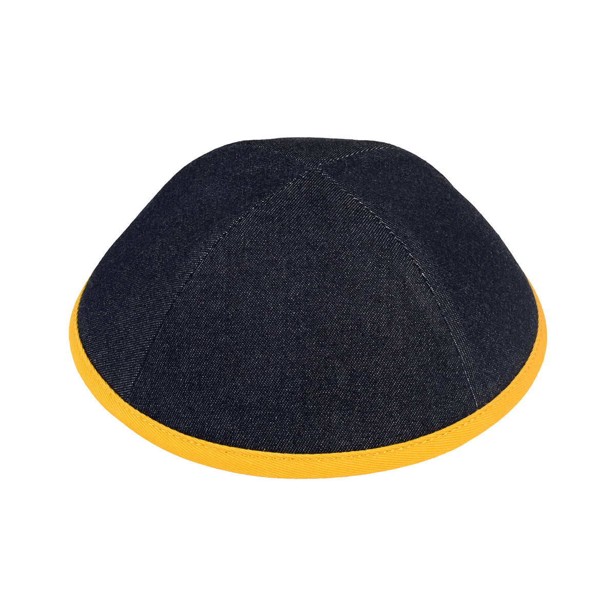 IKIPPAH NAVY DENIM W/ MUSTARD RIM YARMULKE