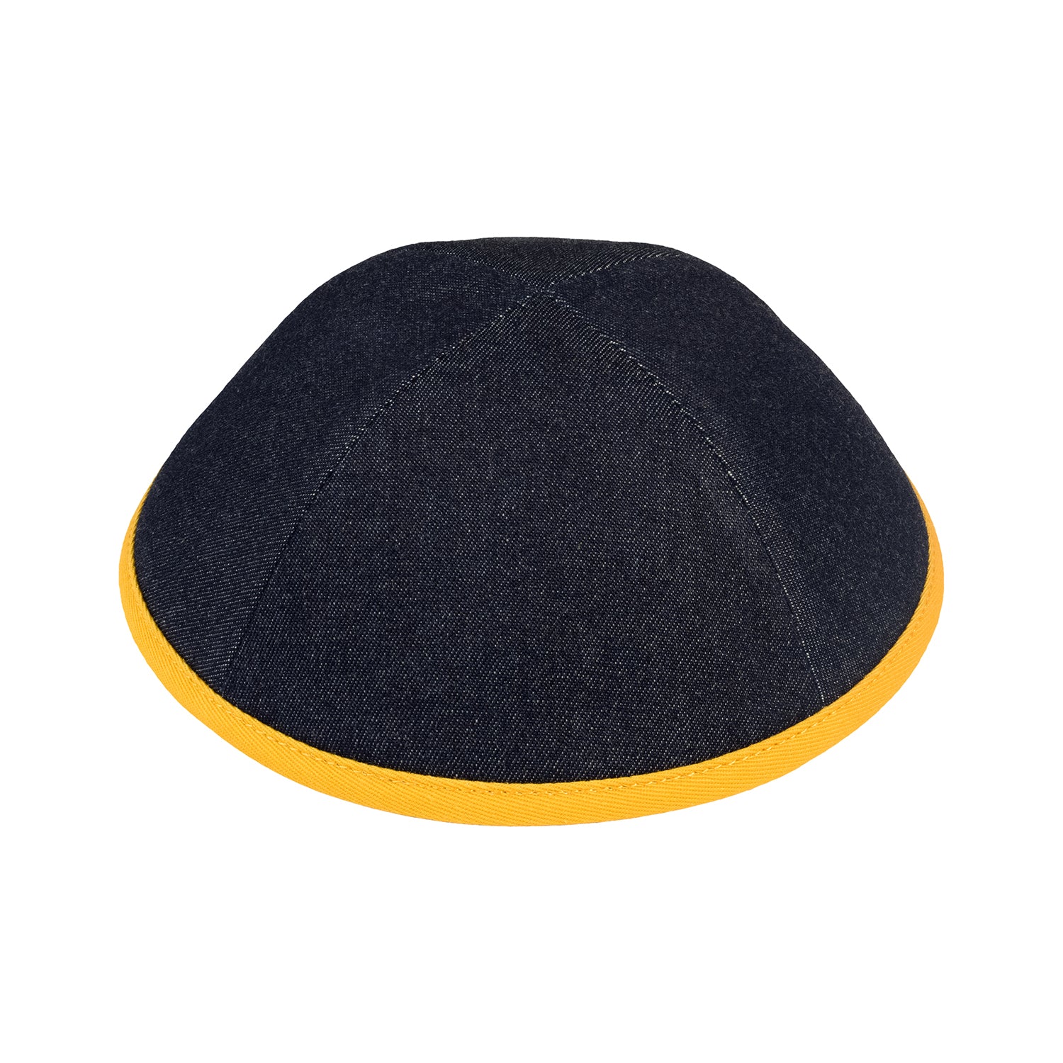 IKIPPAH NAVY DENIM W/ MUSTARD RIM YARMULKE