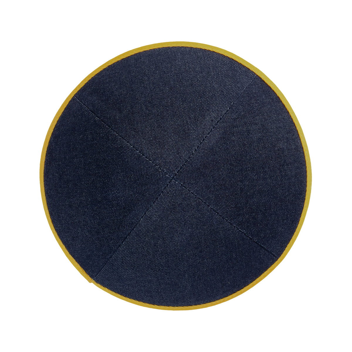 IKIPPAH NAVY DENIM W/ MUSTARD RIM YARMULKE