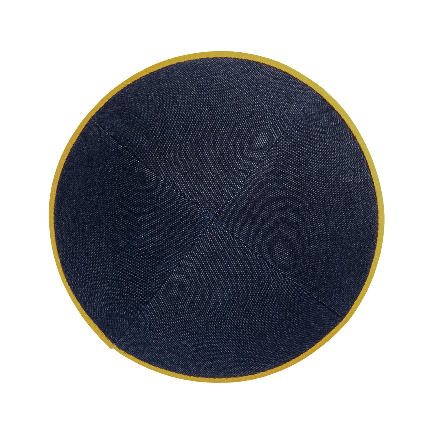 IKIPPAH NAVY DENIM W/ MUSTARD RIM YARMULKE
