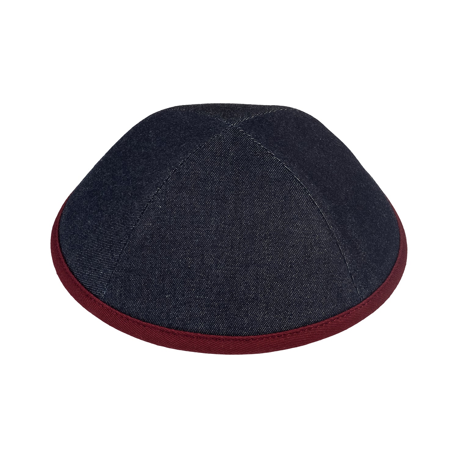IKIPPAH NAVY DENIM W/ BURGUNDY RIM YARMULKE