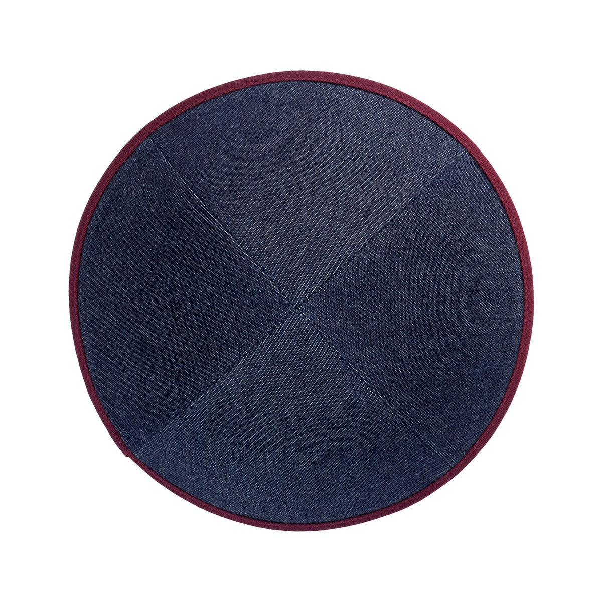 IKIPPAH NAVY DENIM W/ BURGUNDY RIM YARMULKE