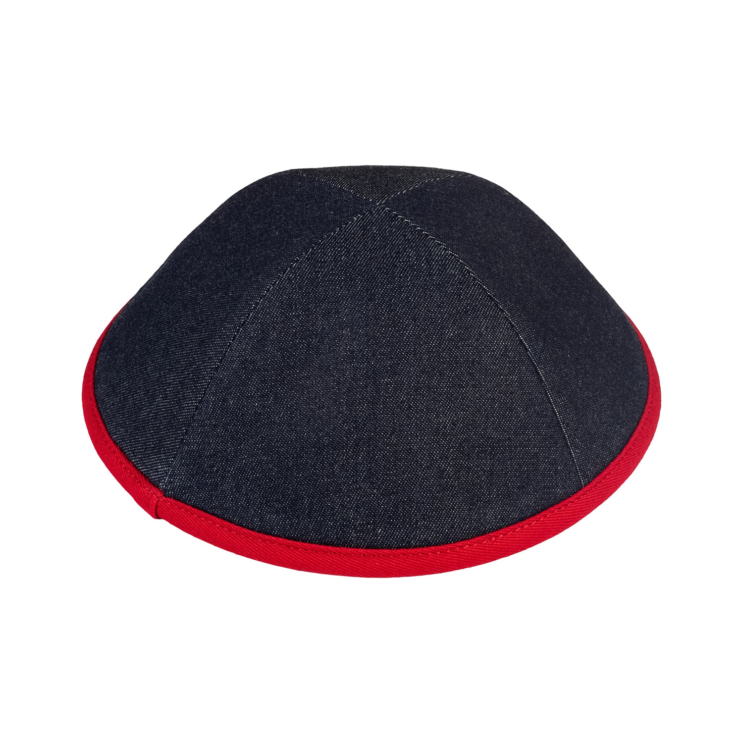 IKIPPAH NAVY DENIM W/ RED RIM YARMULKE
