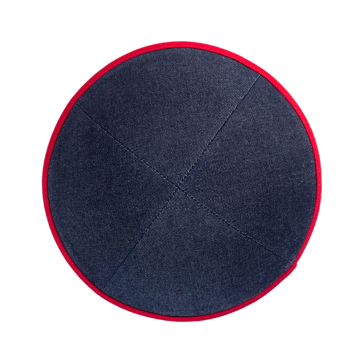 IKIPPAH NAVY DENIM W/ RED RIM YARMULKE