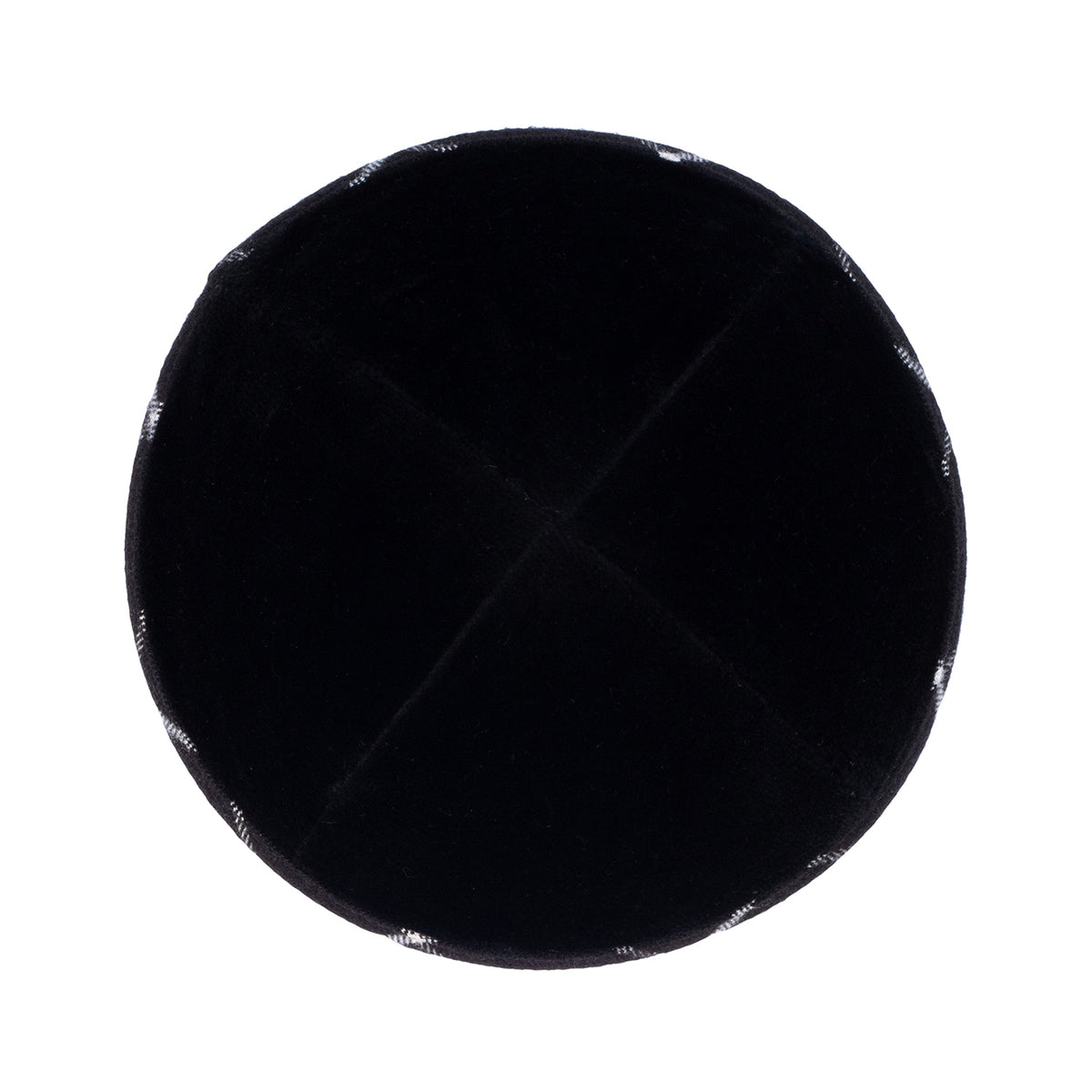 IKIPPAH BLACK VELVET W/ BLACK PLAID RIM YARMULKE