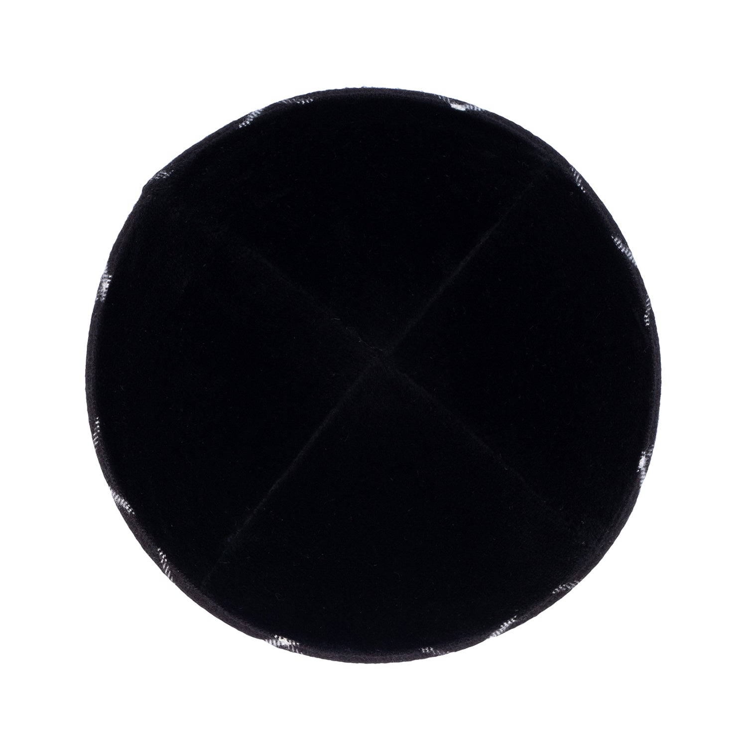 IKIPPAH BLACK VELVET W/ BLACK PLAID RIM YARMULKE