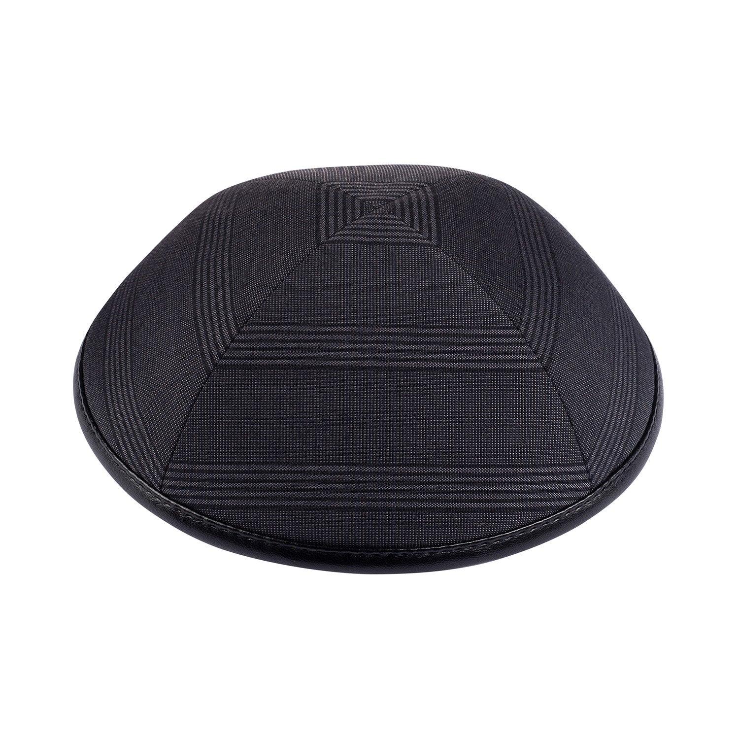 IKIPPAH GRAY PLAID W/ BLACK LEATHER RIM YARMULKE