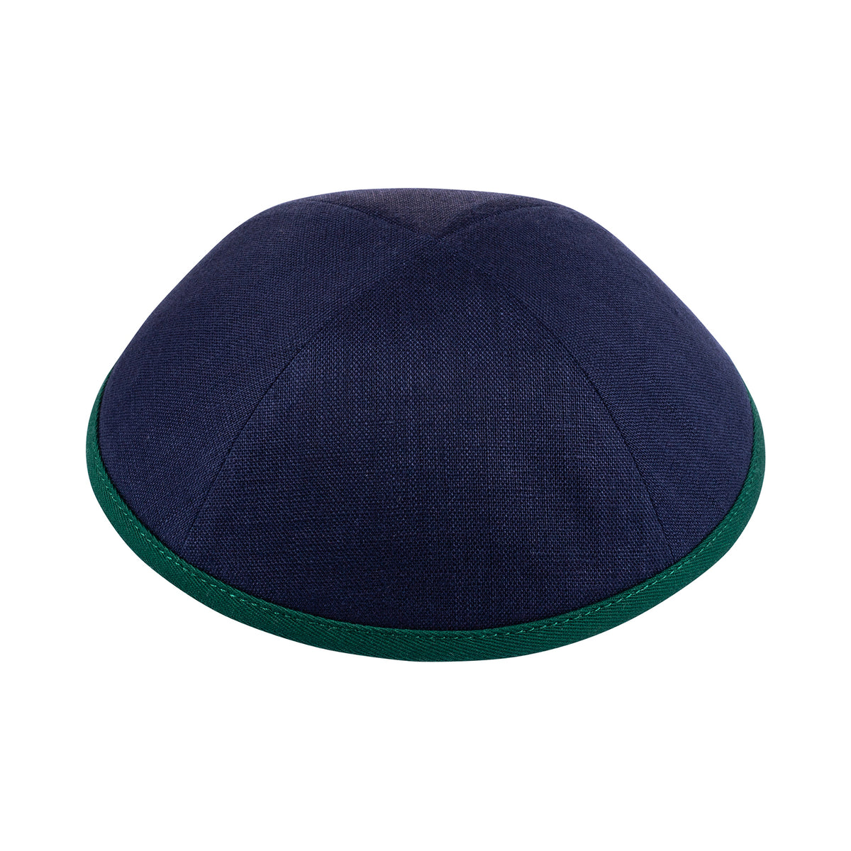 IKIPPAH NAVY LINEN W/ COLORFUL RIM YARMULKE