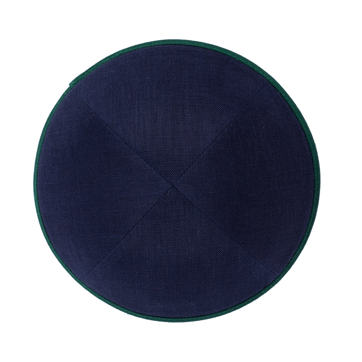 IKIPPAH NAVY LINEN W/ COLORED RIMS YARMULKE