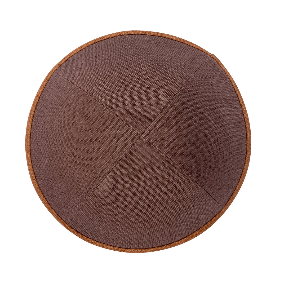 IKIPPAH BROWN LINEN W/ CAMEL RIM YARMULKE