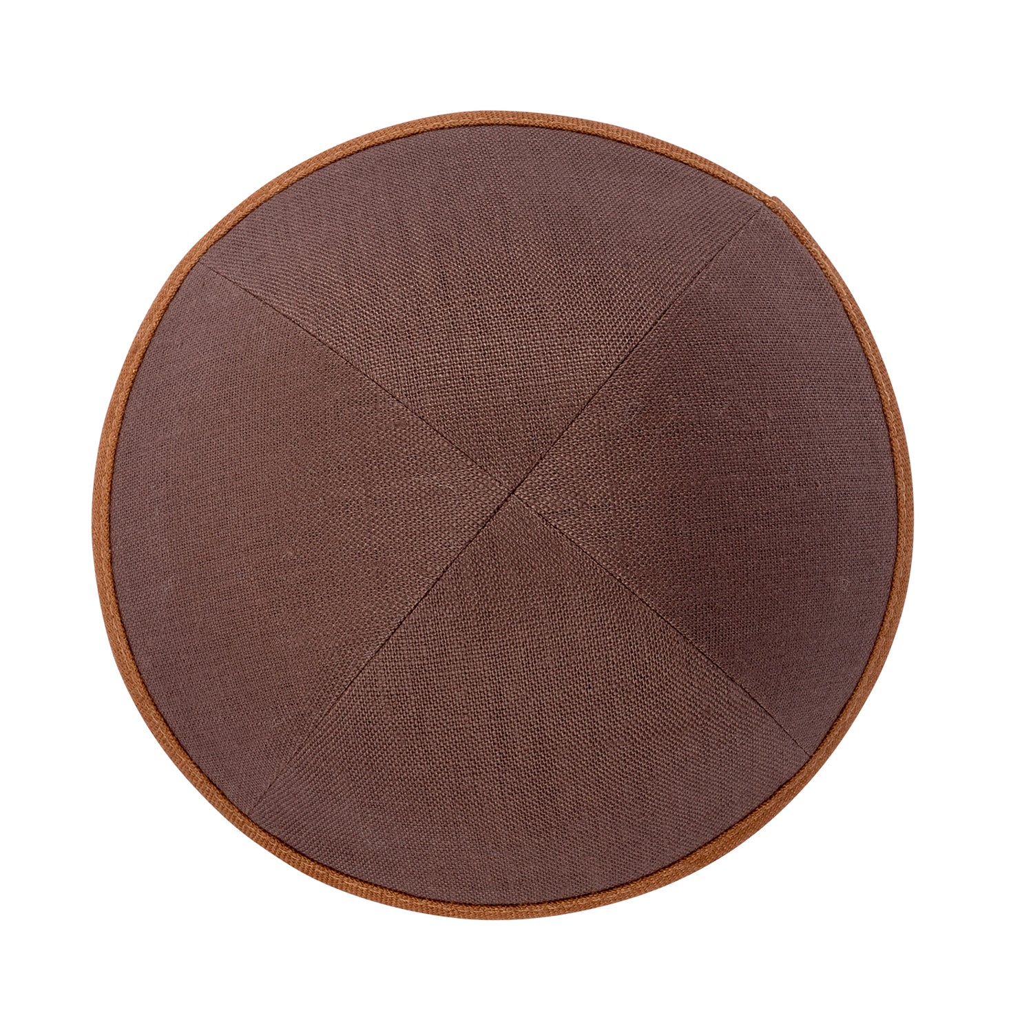 IKIPPAH BROWN LINEN W/ CAMEL RIM YARMULKE