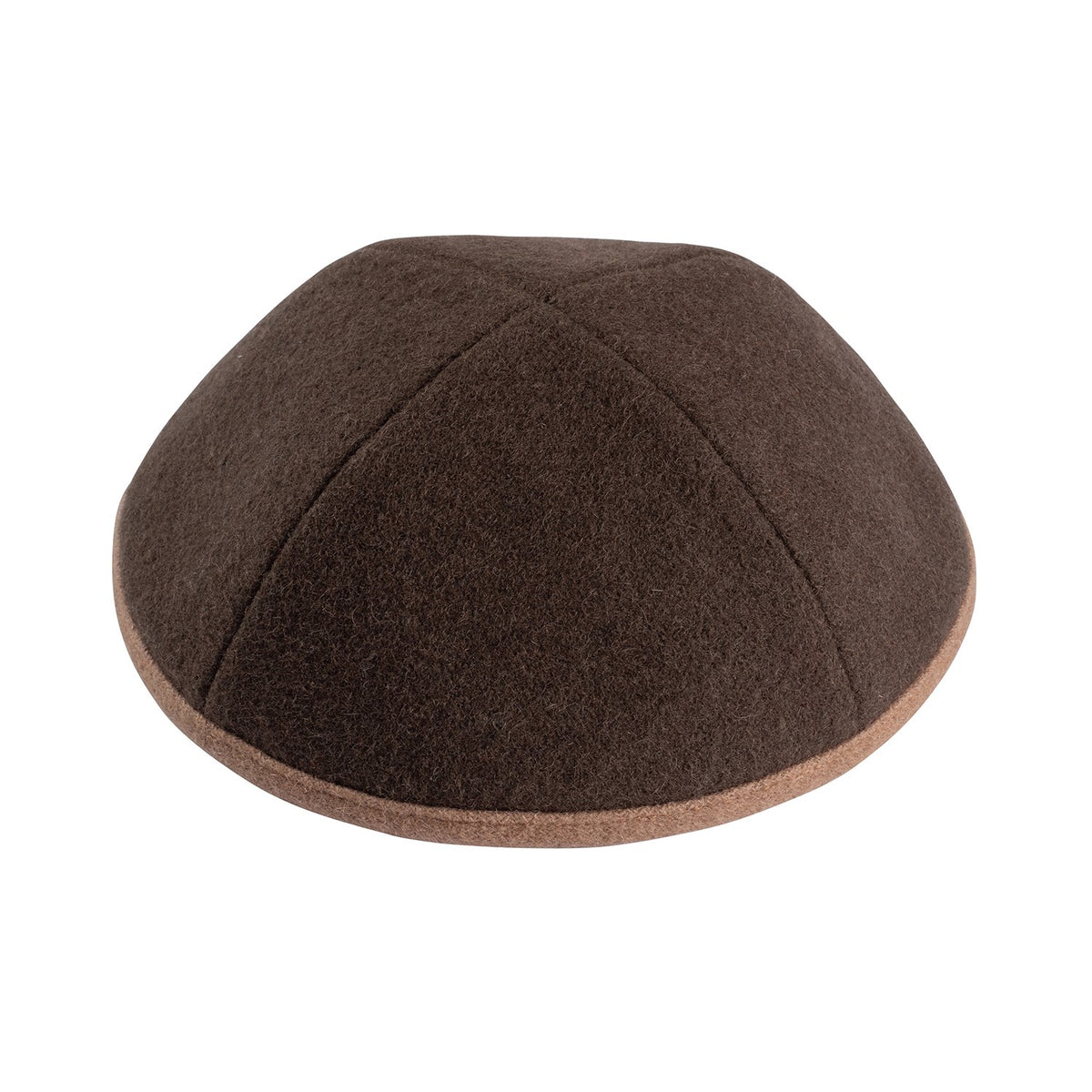 IKIPPAH BROWN WOOL W/ CAMEL RIM YARMULKE