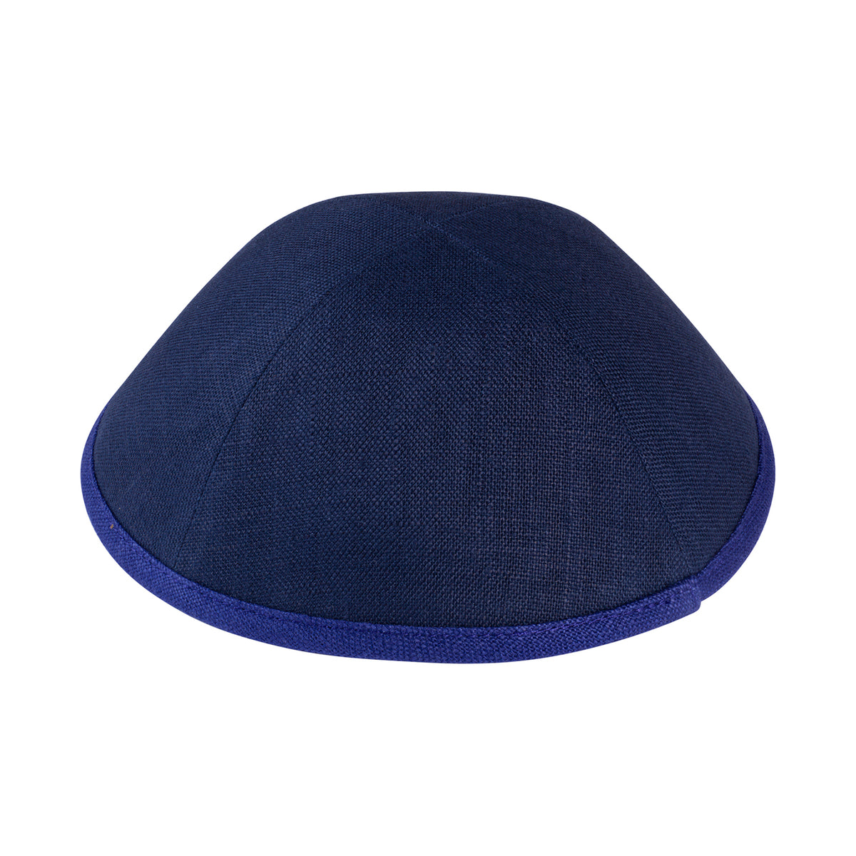 IKIPPAH NAVY LINEN W/ ROYAL BLUE RIM YARMULKE