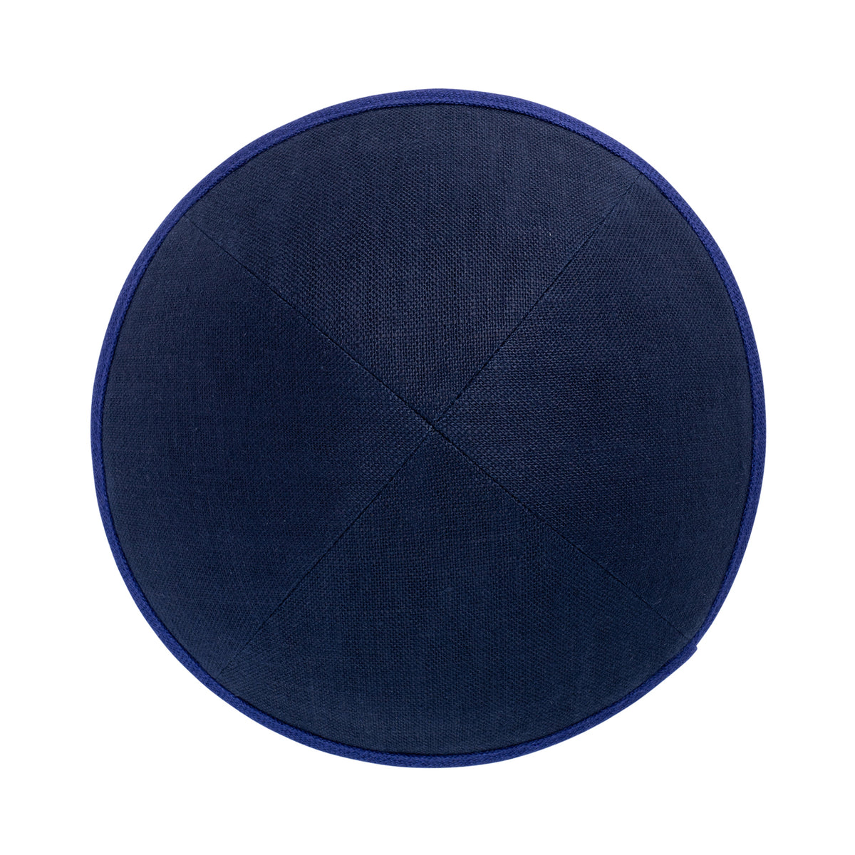 IKIPPAH NAVY LINEN W/ ROYAL BLUE RIM YARMULKE